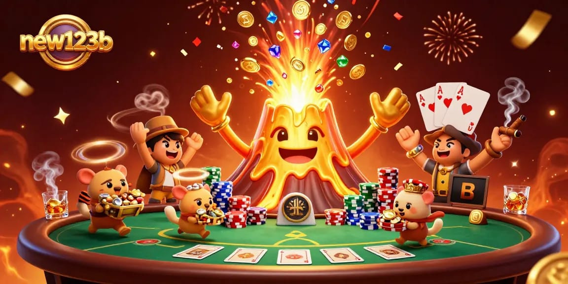Engage in thrilling gaming at new123b as the golden volcano erupts coins and treasures!