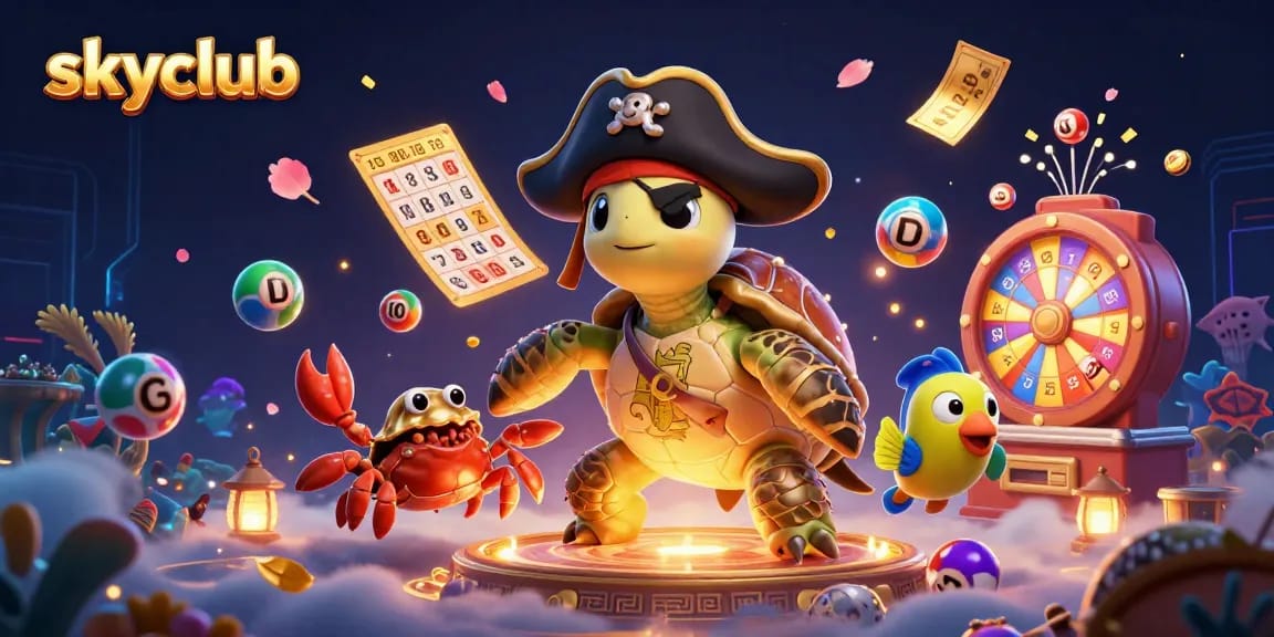 Engage in thrilling fish shooting with skyclub's vibrant underwater adventure featuring a pirate turtle and treasure.
