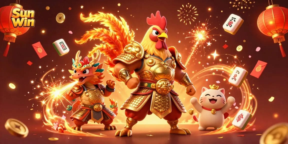 Experience the excitement of Sun Win with vibrant gaming elements in a dynamic casino scene.