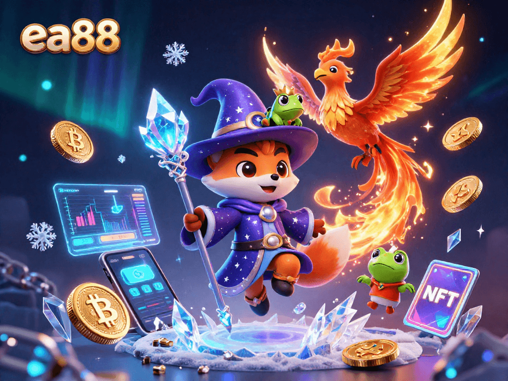 Experience thrilling wins at ea88 with vibrant 3D casino elements and magical characters.