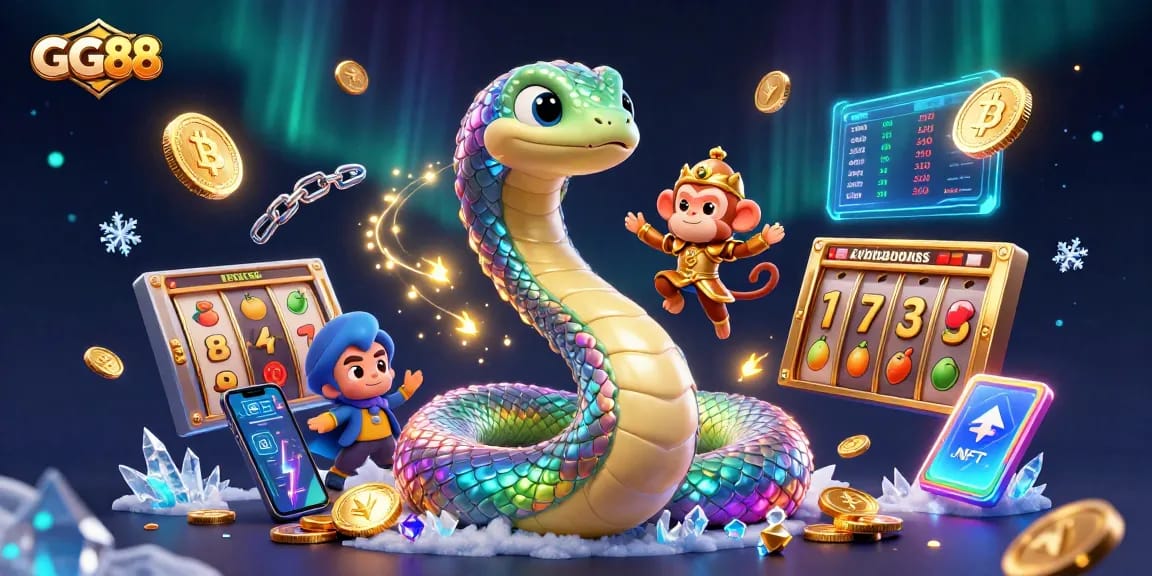 Experience thrilling gaming at GG88 with a vibrant casino scene filled with golden coins and colorful characters.