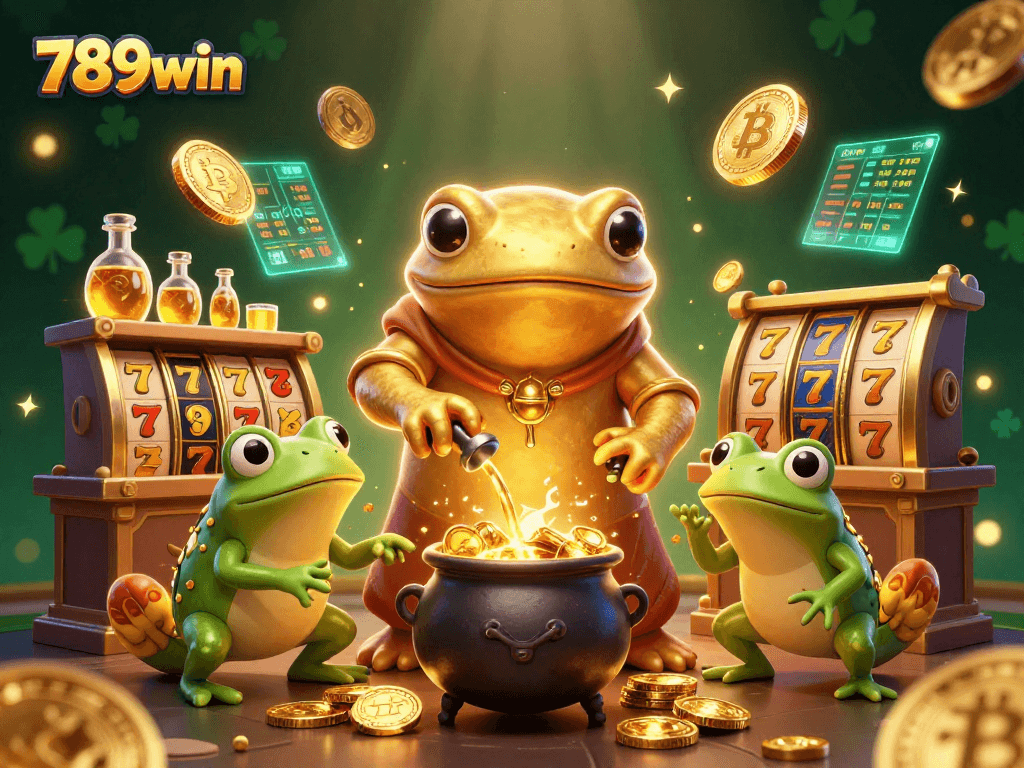 Experience thrilling gameplay at 789win with vibrant casino characters transforming gold coins.