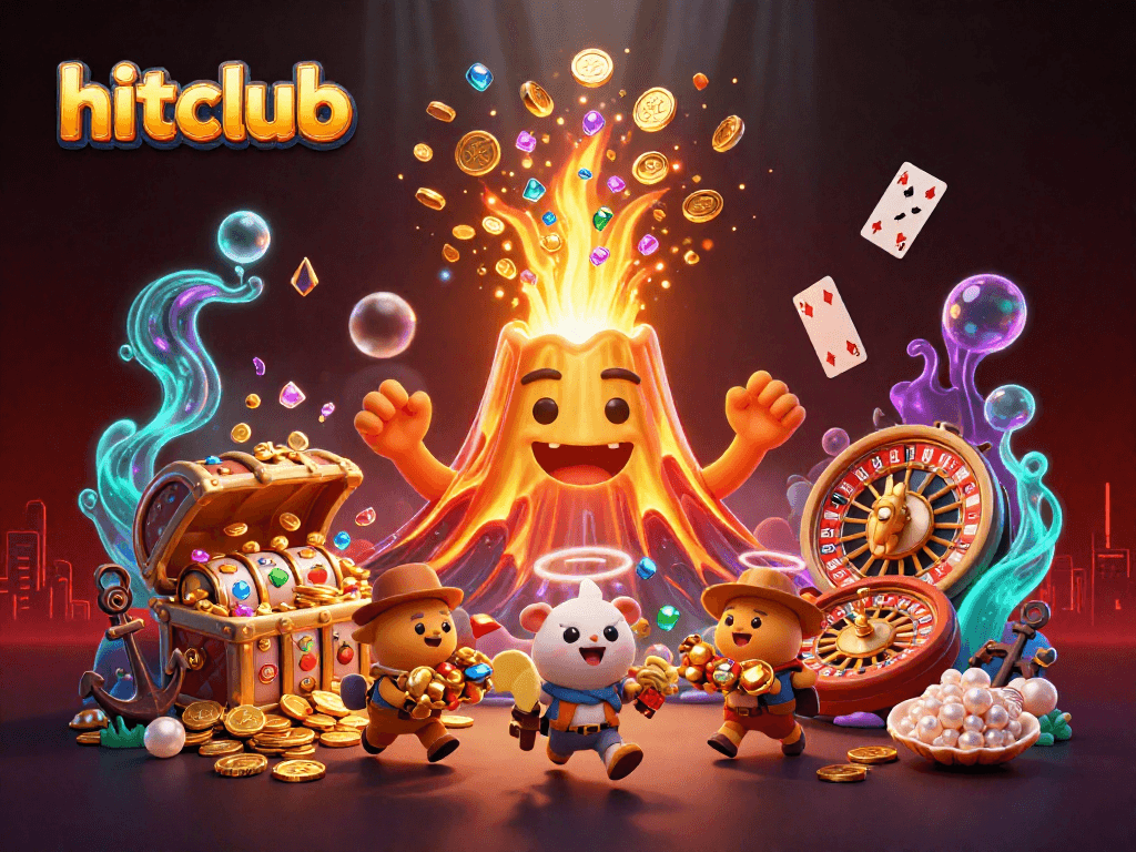 Experience the thrill at hitclub with this vibrant 3D illustration showcasing casino excitement and treasures.