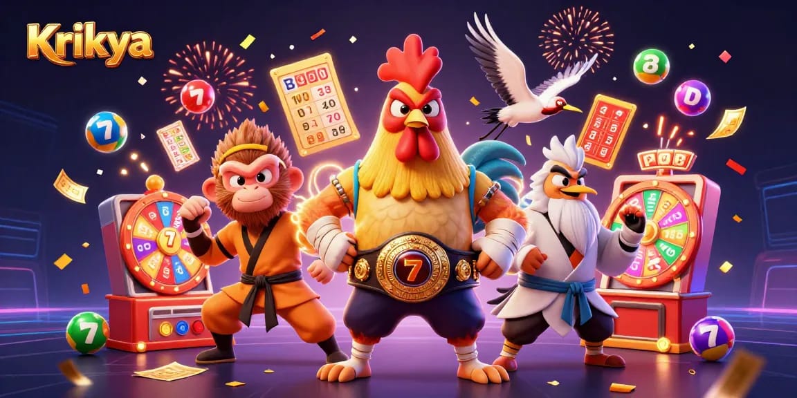 Krikya showcases vibrant 3D characters celebrating thrilling casino gameplay with dynamic visuals.
