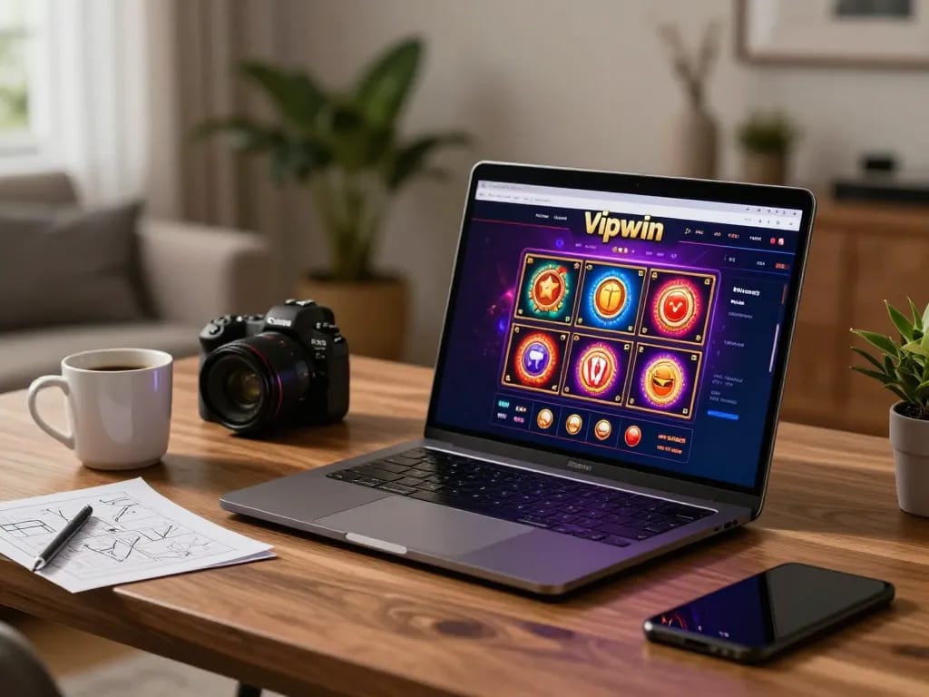 Engaging in strategic gaming on Vipwin's online platform from a cozy home office setup.