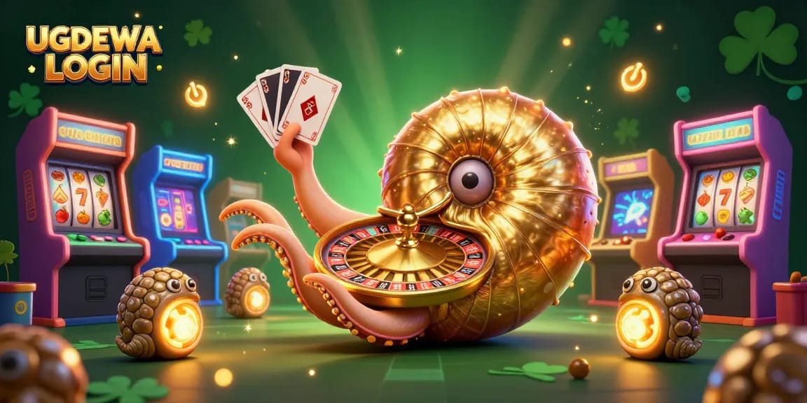 Engage in thrilling gaming action with UGDEWA LOGIN featuring vibrant characters and dynamic casino game elements.