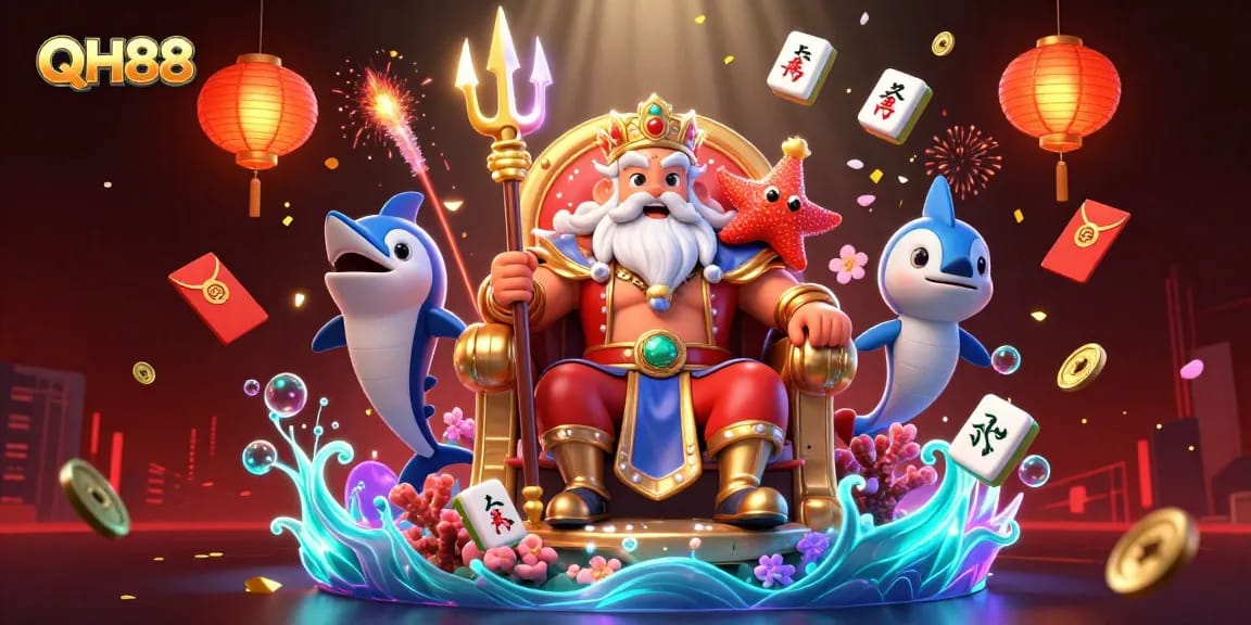 Experience thrilling action at QH88 with Neptune and dynamic casino elements in a vibrant scene.