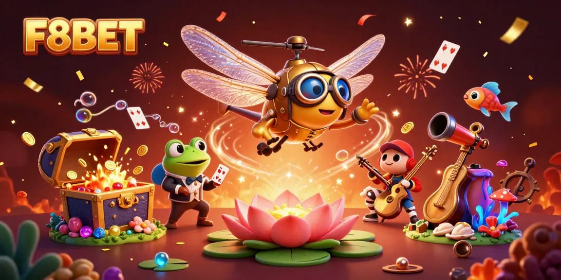 Experience thrill at F8BET with dynamic casino characters and vibrant game elements.