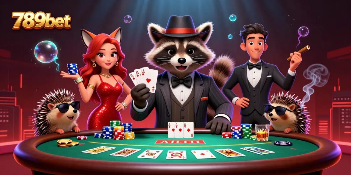 Engage in thrilling poker action with 789bet as suave characters showcase high stakes.