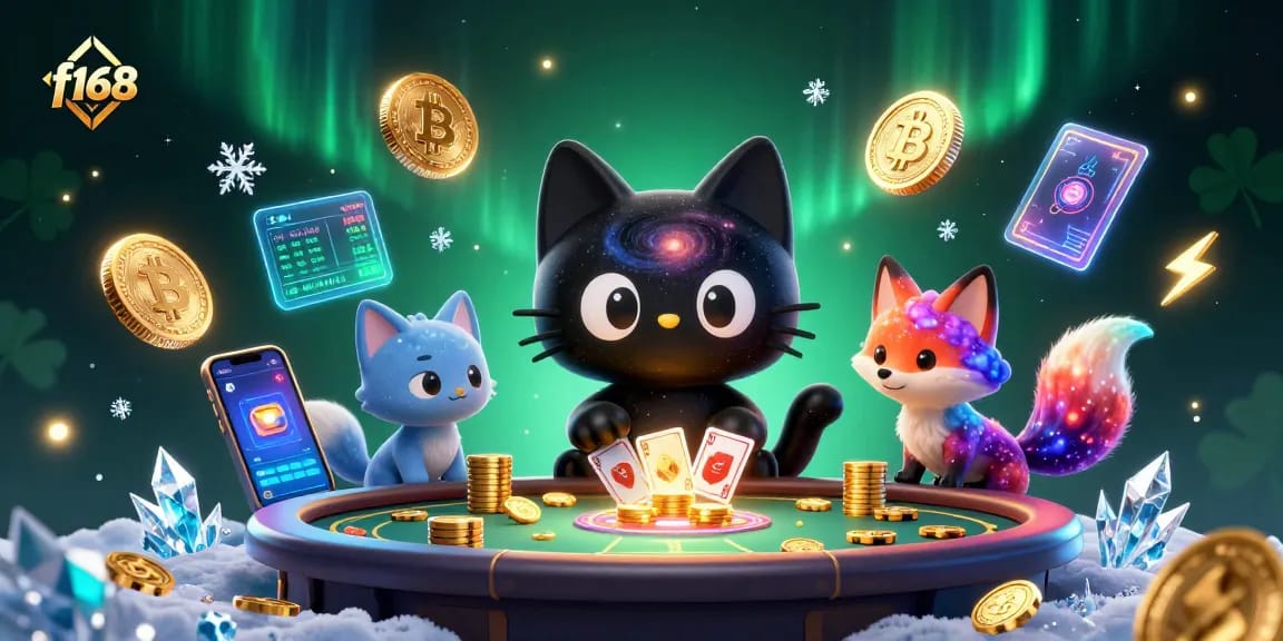 Engage in thrilling gambling experiences at f168 with a vibrant 3D cosmic casino scene.
