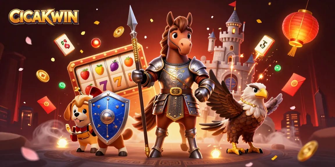 CICAKWIN brings excitement with slot reels and medieval fantasy elements in a dynamic gambling scene.