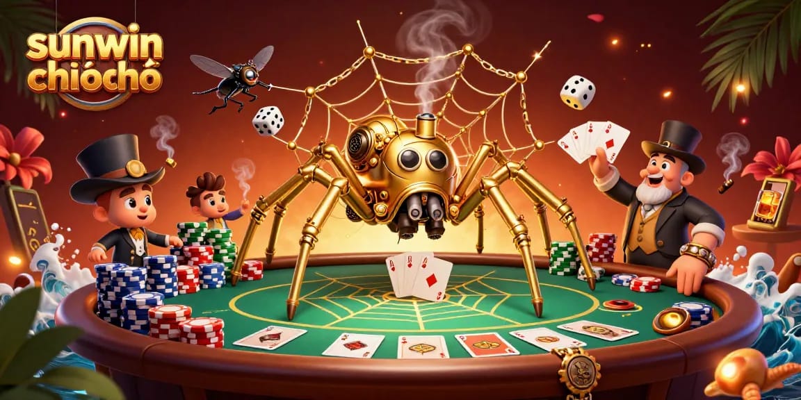 Win big with sunwin chính chủ in this vibrant steampunk casino illustration