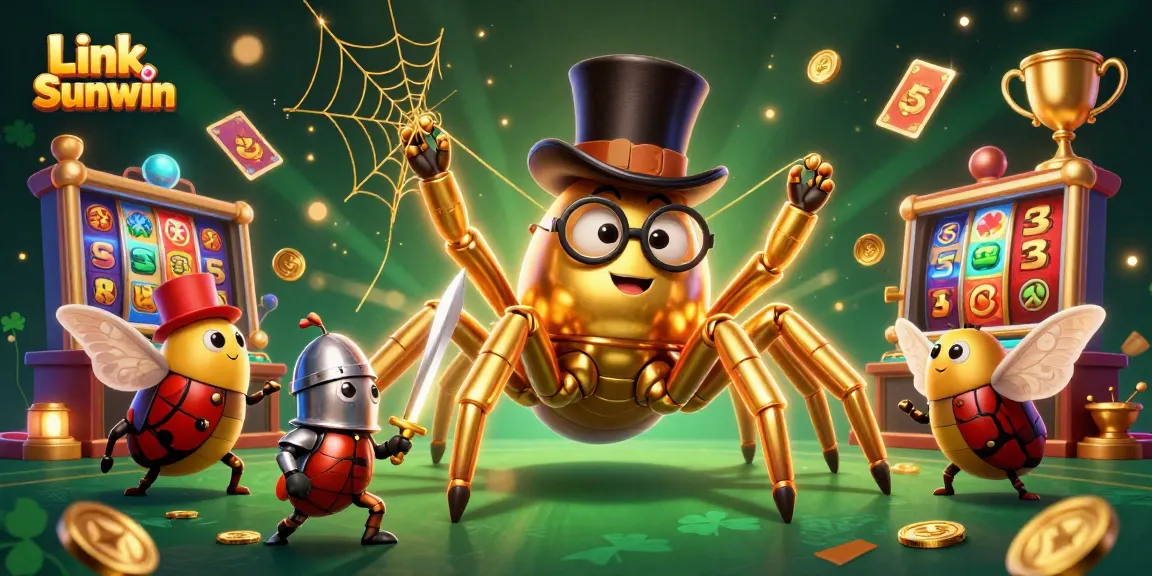 Engage with exciting gameplay on Link Sunwin, featuring vibrant slots and adventurous characters in a colorful casino.