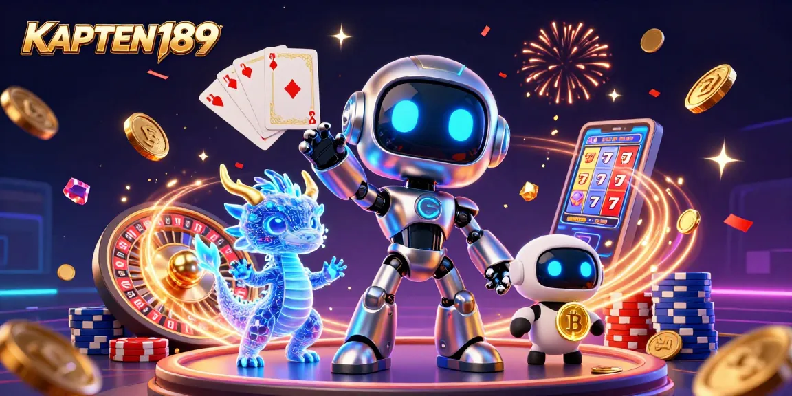 KAPTEN189 memberi kesempatan menang dengan simbol slot beruntung di tengah ilustrasi kasino