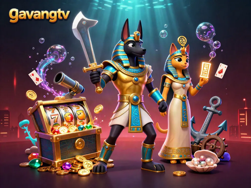 Maximize your winnings at gavangtv with a dynamic scene of casino games and mythical warriors.