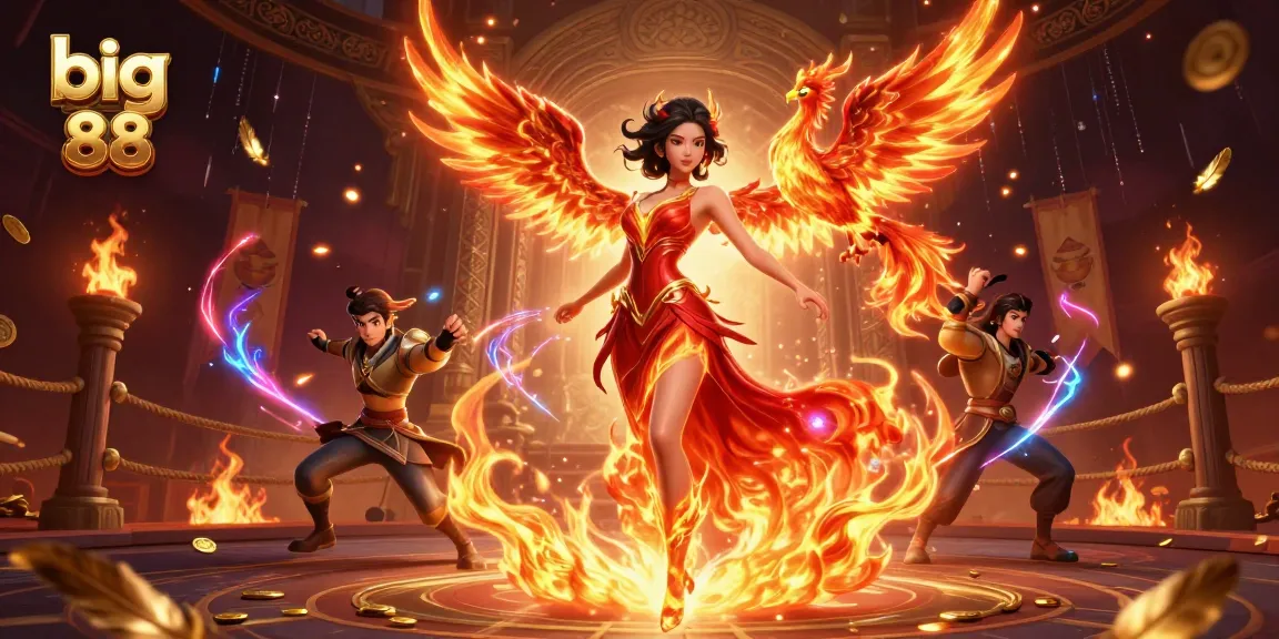 Experience the vibrant energy of big 88 with an electrifying casino scene featuring a fiery Asian heroine.