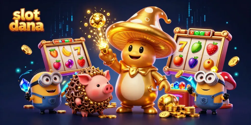 Experience captivating gaming with slot dana featuring a magical mushroom wizard and vibrant slot reels.