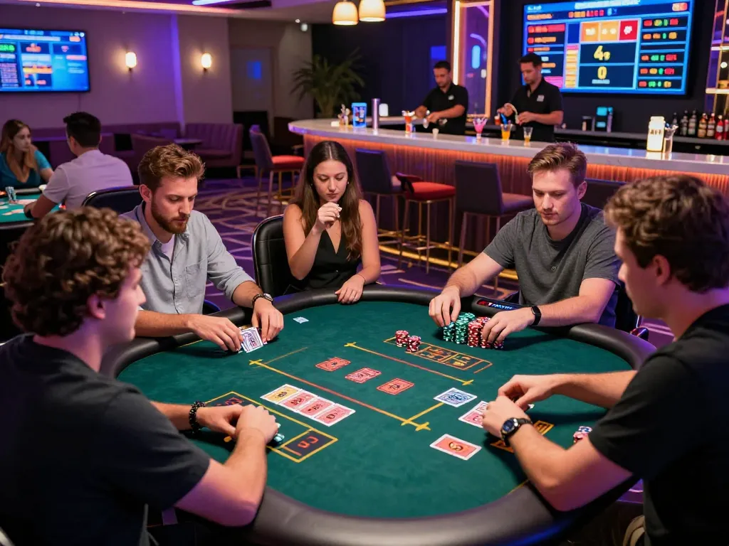 Exciting MM88 online casino gaming scene with players at a vibrant table.