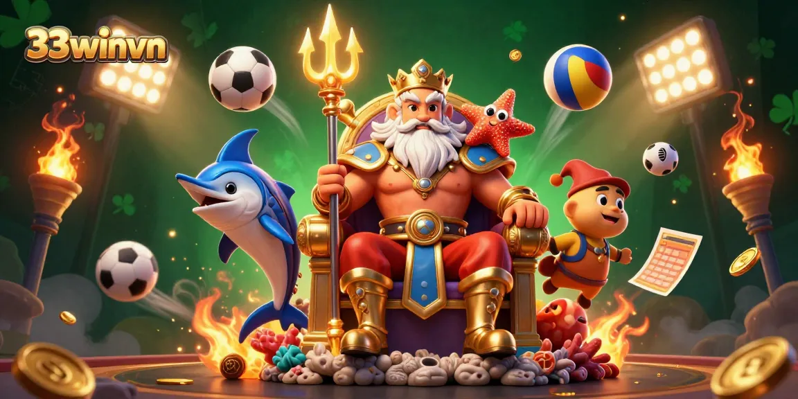 Engage in exhilarating gaming action at 33winvn, featuring Neptune and dynamic sports elements.