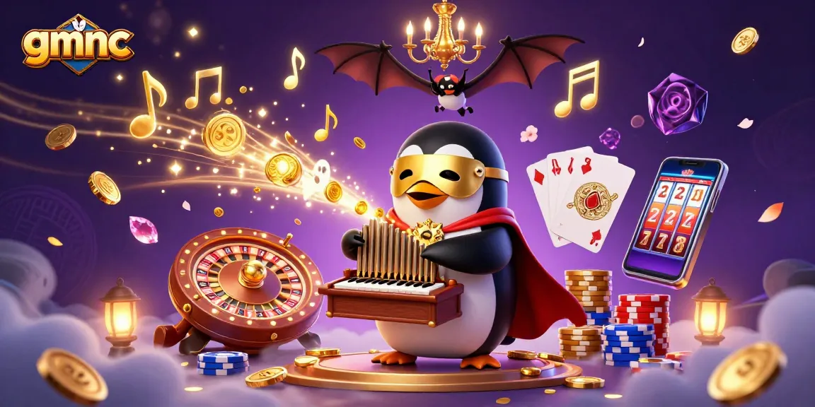 Experience gmnc through an immersive casino scene with golden coins and vibrant characters.