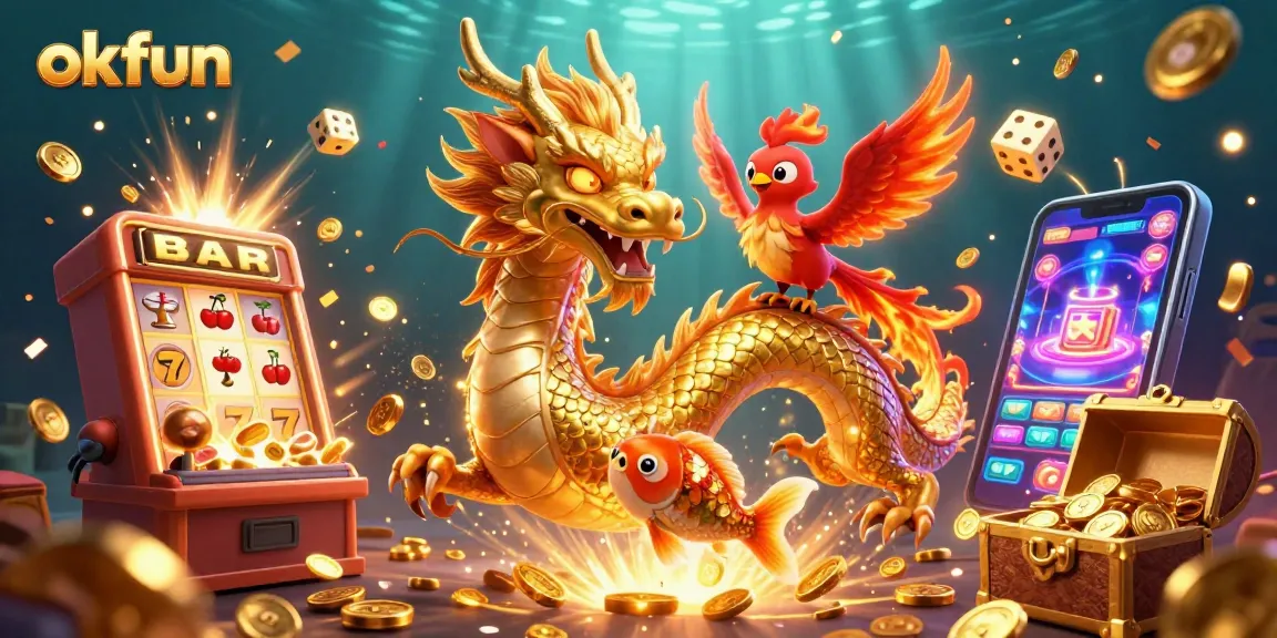 Experience thrilling gaming with okfun at a lavish casino, featuring dynamic characters and rich rewards.