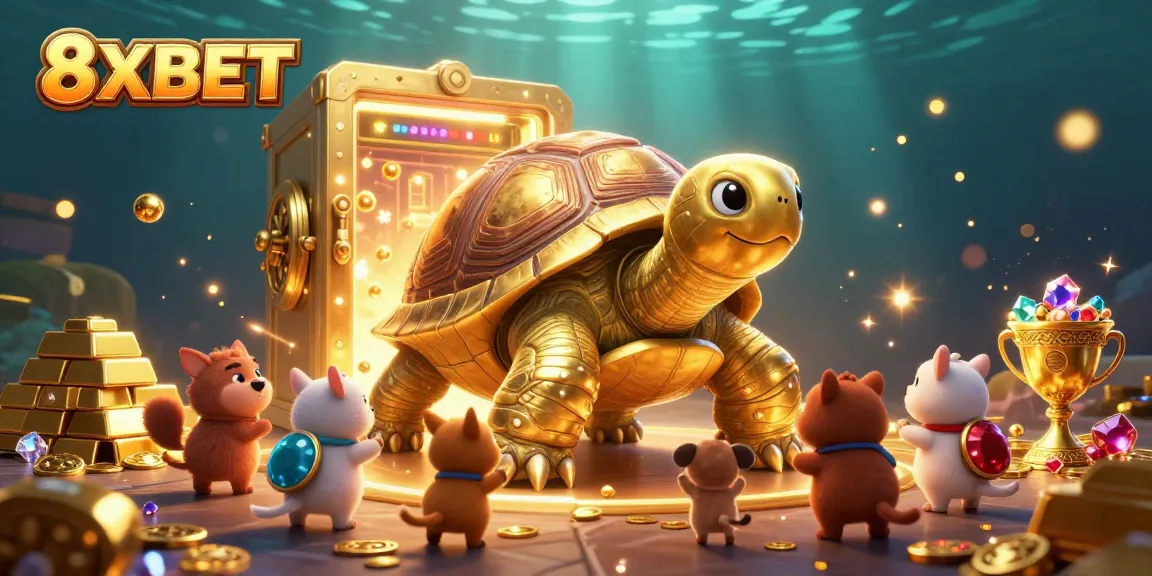 Experience 8XBET's excitement with a vibrant casino scene filled with treasures and fun!