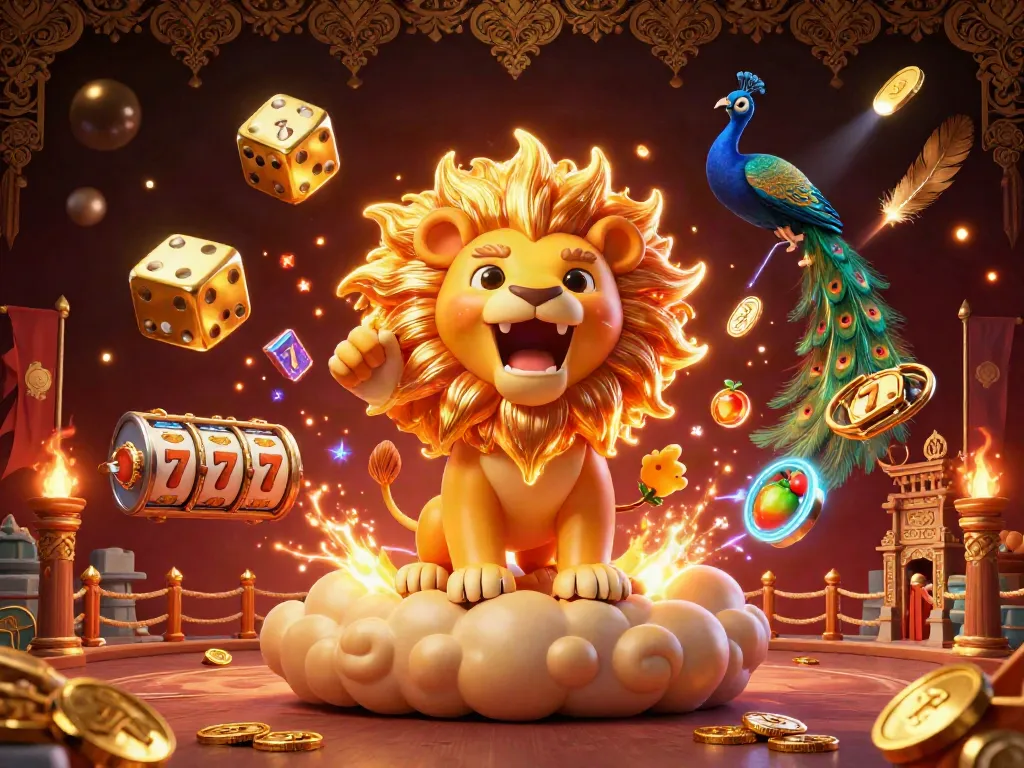 Experience the thrill of NOHU with a vibrant 3D casino illustration filled with dynamic jackpot elements.