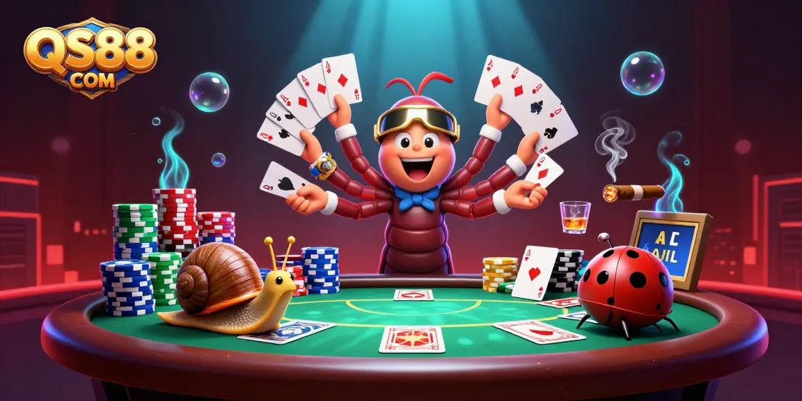 Experience exciting gameplay at QS88 COM with colorful poker characters and vibrant casino elements.