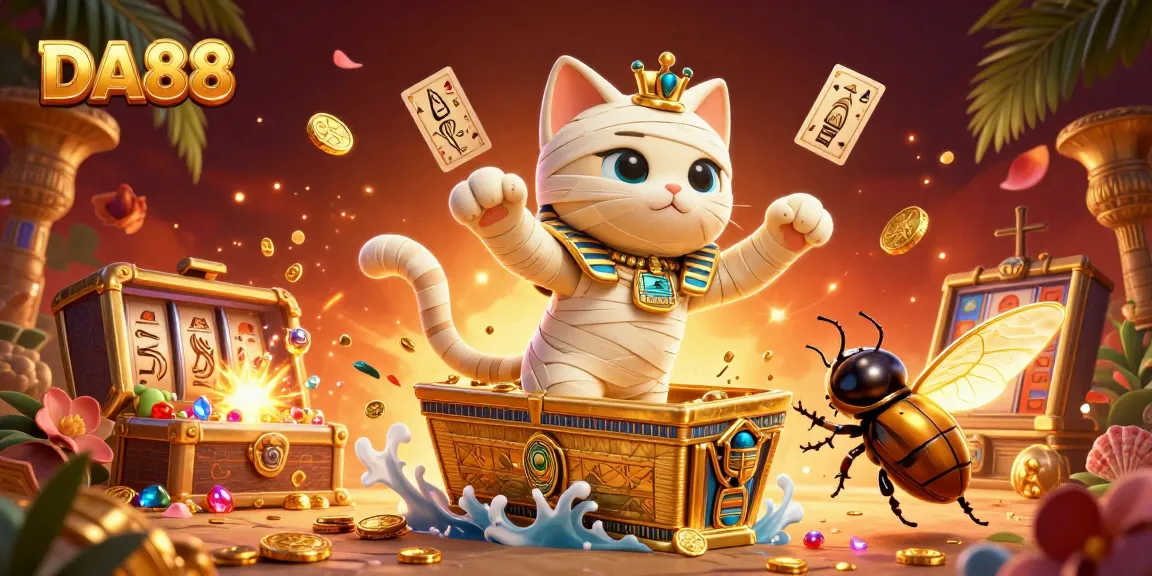 Experience thrilling games at DA88 with the mummy cat and golden treasures in an exotic casino