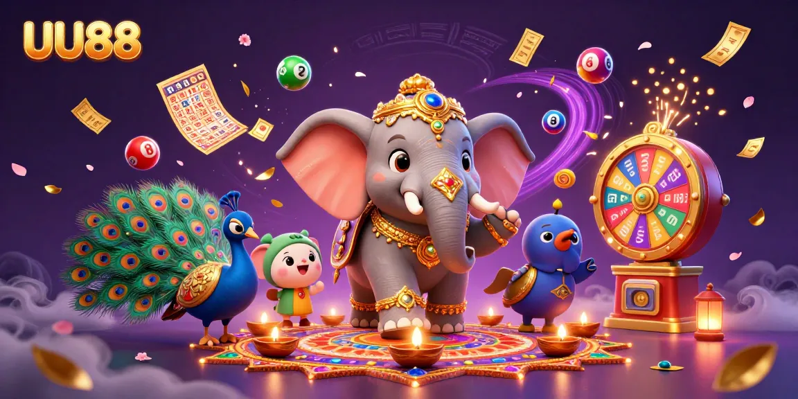 Participate in the exciting world of UU88 with vibrant colorful lottery elements and an engaging atmosphere.