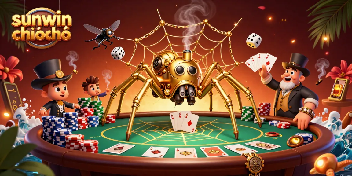 Win big with sunwin chính chủ in this vibrant steampunk casino illustration