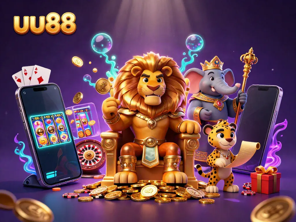 Experience the excitement of uu88 with fierce characters and vibrant gaming elements in a dynamic casino scene.