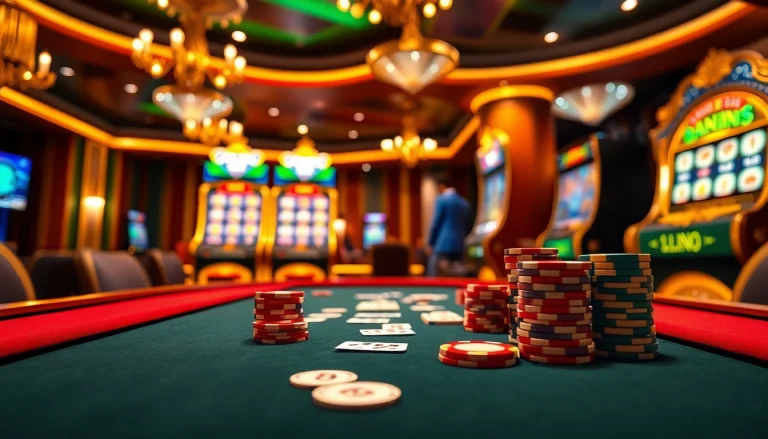 Experience gaming excitement at 123b.ing with vibrant poker chips and winning slot machines.