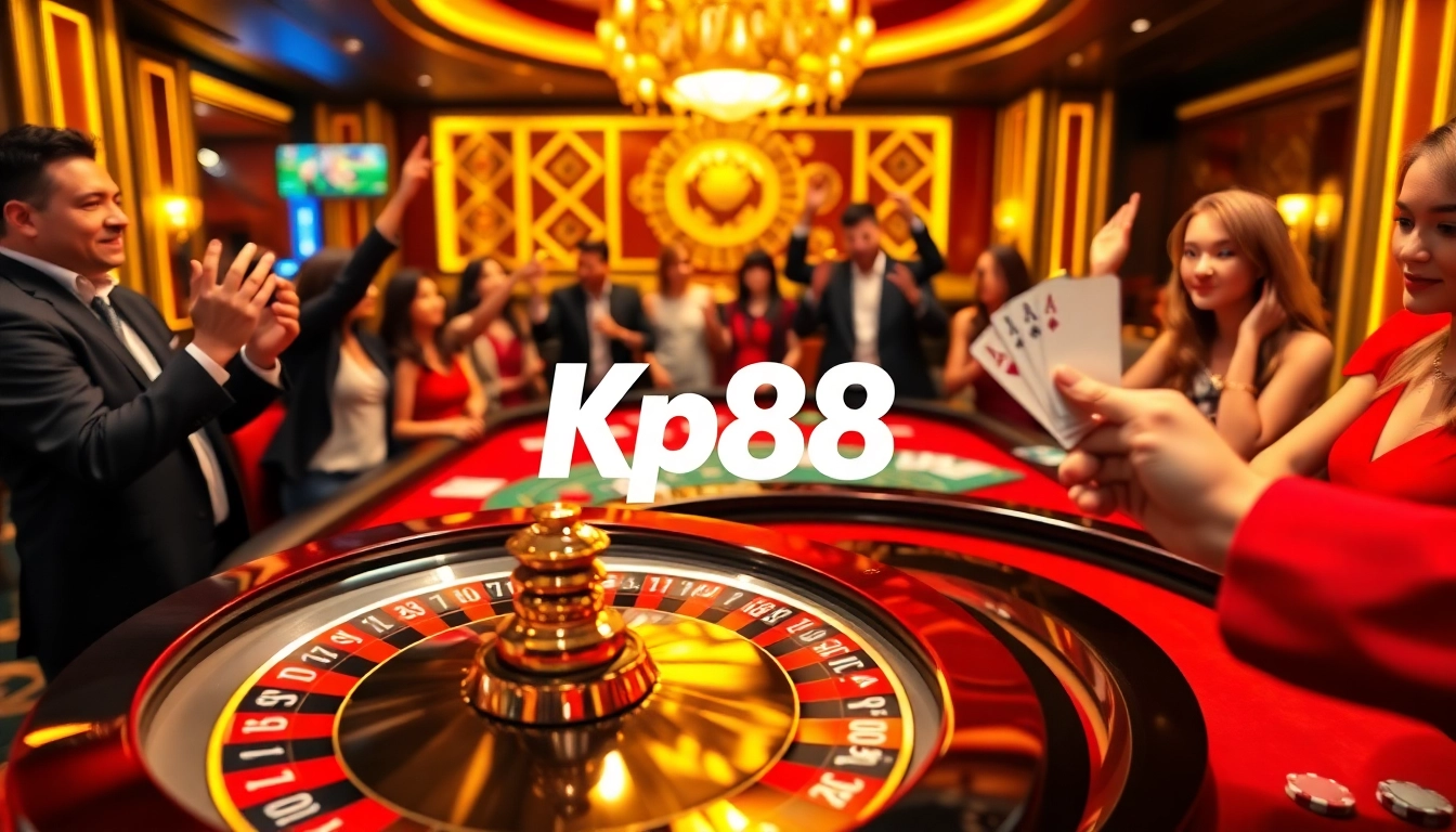 Experience the thrill of gambling at Kp88 with vibrant casino games, elegant atmosphere, and engaging players.