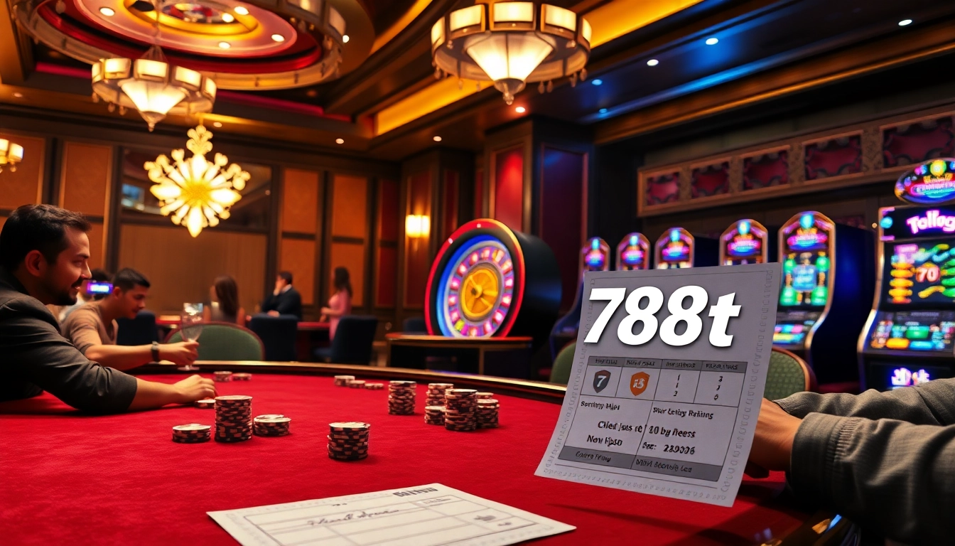 Experience the thrill of 788t as players engage at a vibrant casino table surrounded by luxury.