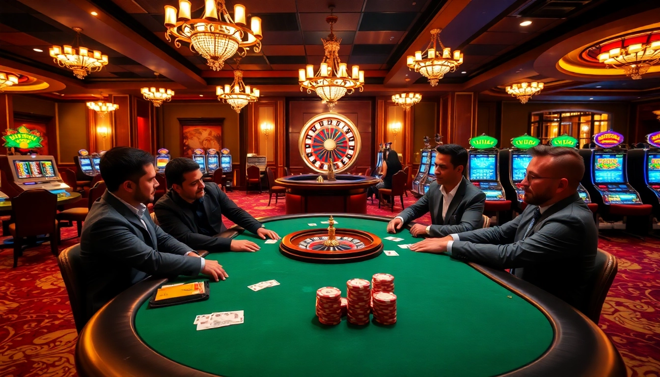 Experience thrilling gameplay at https://fabet.blog/, featuring enthusiastic gamblers at a poker table in luxury.