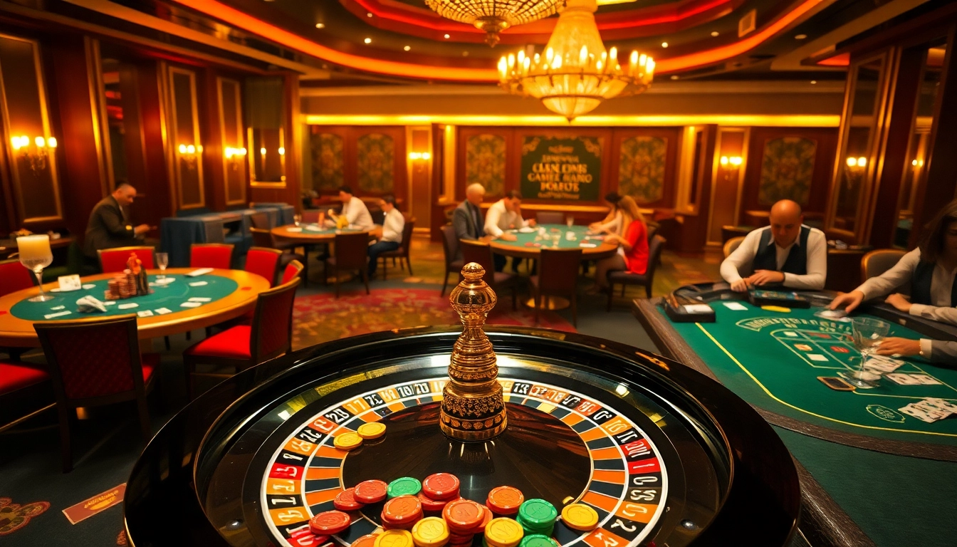 Experience high-stakes gambling action in a luxurious casino setting at https://hbbet4.art/ with poker tables and roulette wheels.