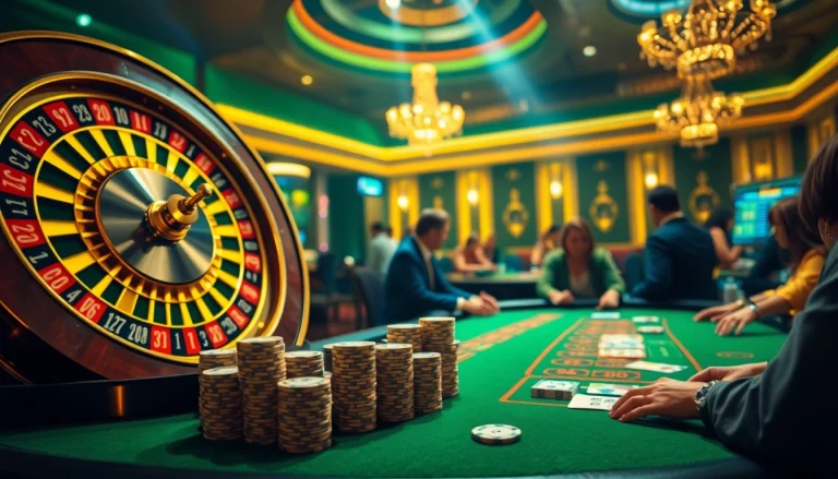 Players enjoying high-stakes action at the casino with a focus on https://lodetructuyen.us/ poker chips and roulette.