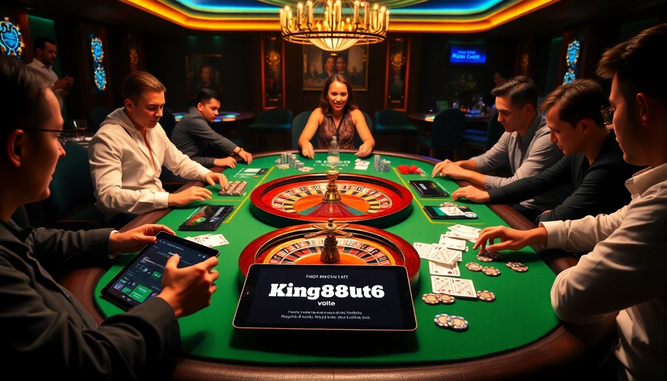 Engage in thrilling casino action at https://king88.vote/ with poker chips and a roulette wheel.