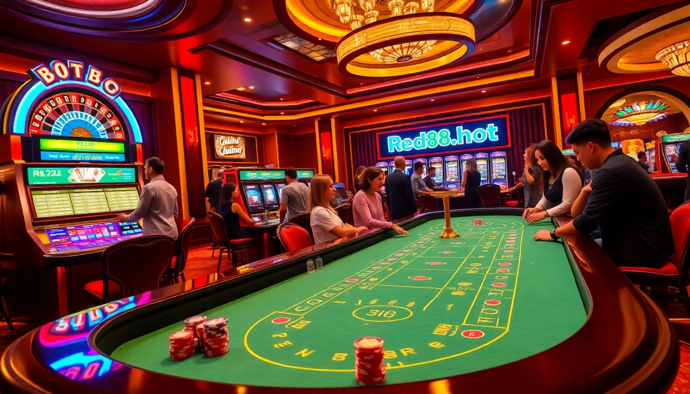 Experience thrilling gameplay at https://red88.hot/ featuring baccarat tables and vibrant slot machines.