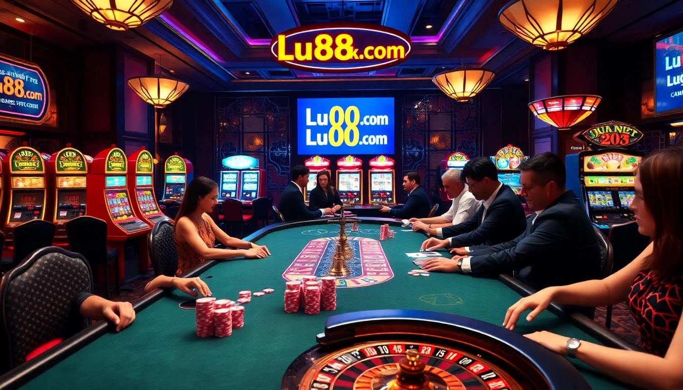 Experience thrilling gaming at Lu88k.com with vibrant casino tables and exciting players.