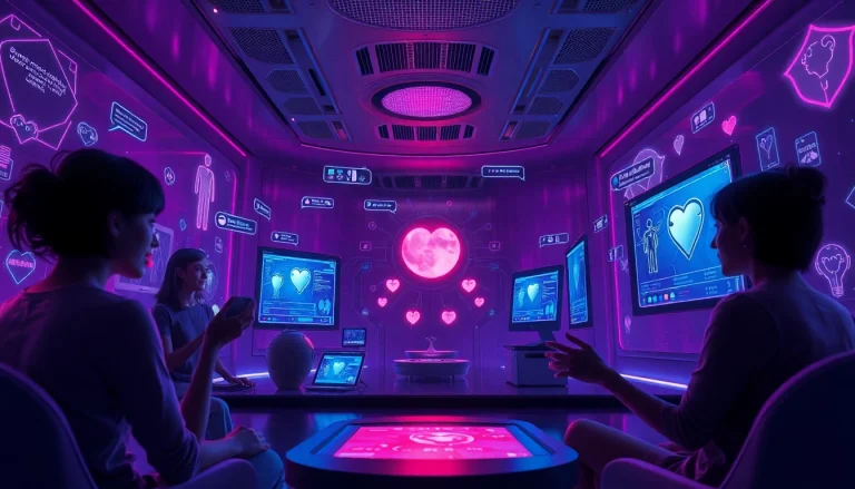 Engaging visual representation of sex AI interactions in a futuristic digital space