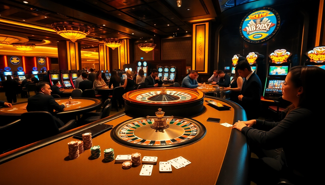 Players enjoy thrilling casino games at MB66, a vibrant and luxurious gambling environment.
